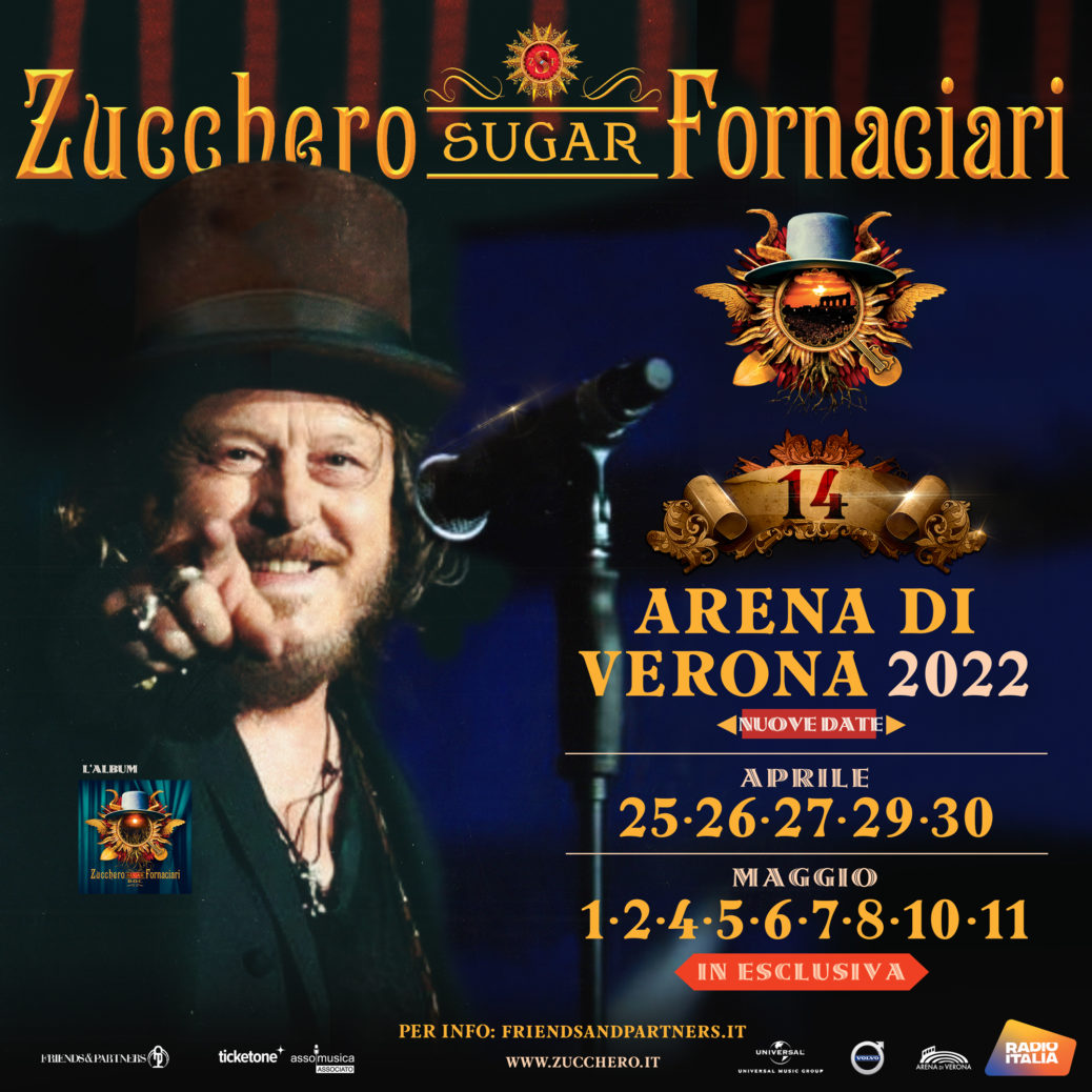 Zucchero torna all'Arena di Verona nel 2022 Scaletta, date e