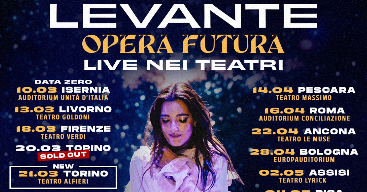 Levante in concerto con il “Live nei Teatri 2024” – Scaletta, date e biglietti