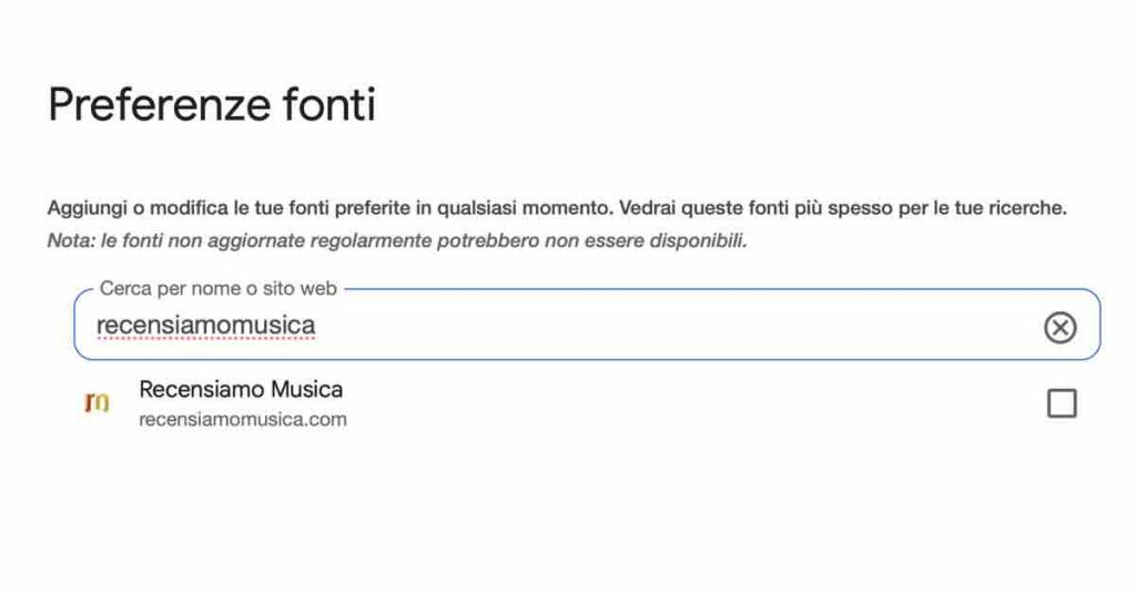 Fonti preferite Recensiamo Musica